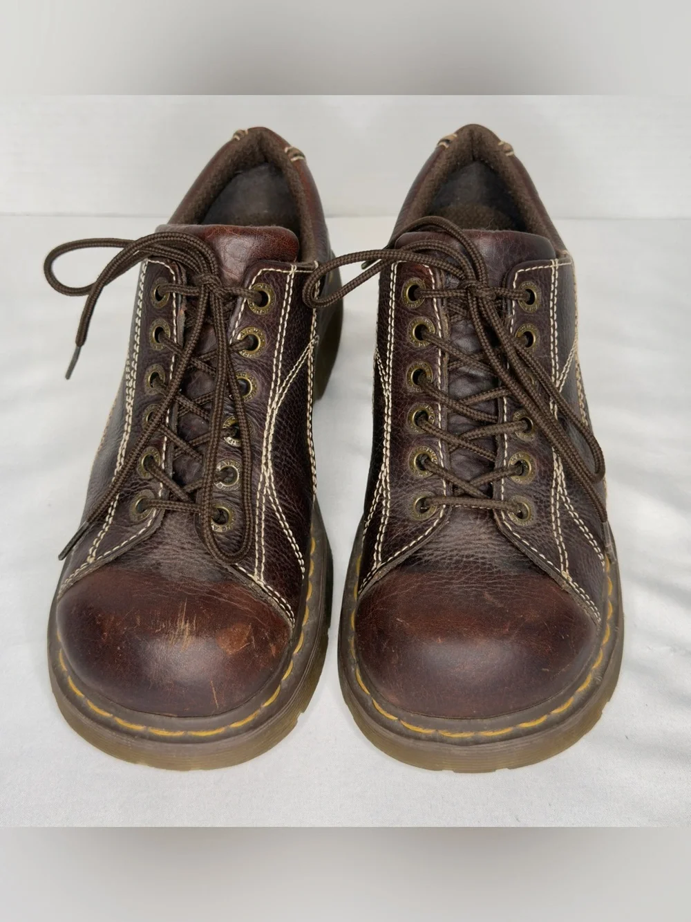 Dr. Martens Y2K Brown Lesther Vintage Daisy Oxford Platform Shoes 12283 Size 9